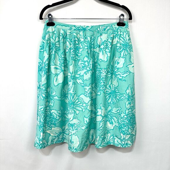 Lilly Pulitzer Dresses & Skirts - Vintage 90's Lilly Pulitzer Teal/Green Summer Silk Floral Skirt WM 12